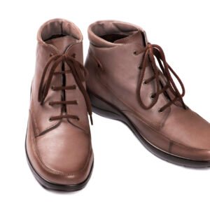 Brown Leather Lace-Up Boots